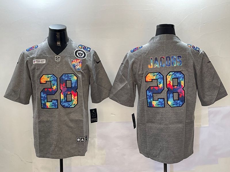 Men Oakland Raiders #28 Jacobs Grey Throwback Rainbow 2024 Nike Limited NFL Jersey style 2->oakland raiders->NFL Jersey